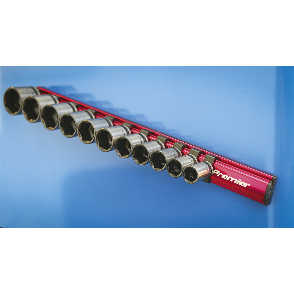 Sealey AK27083 Premier Magnetic Socket Retaining Rail with 12 Clips 3/8"Sq Drive - additional view 3