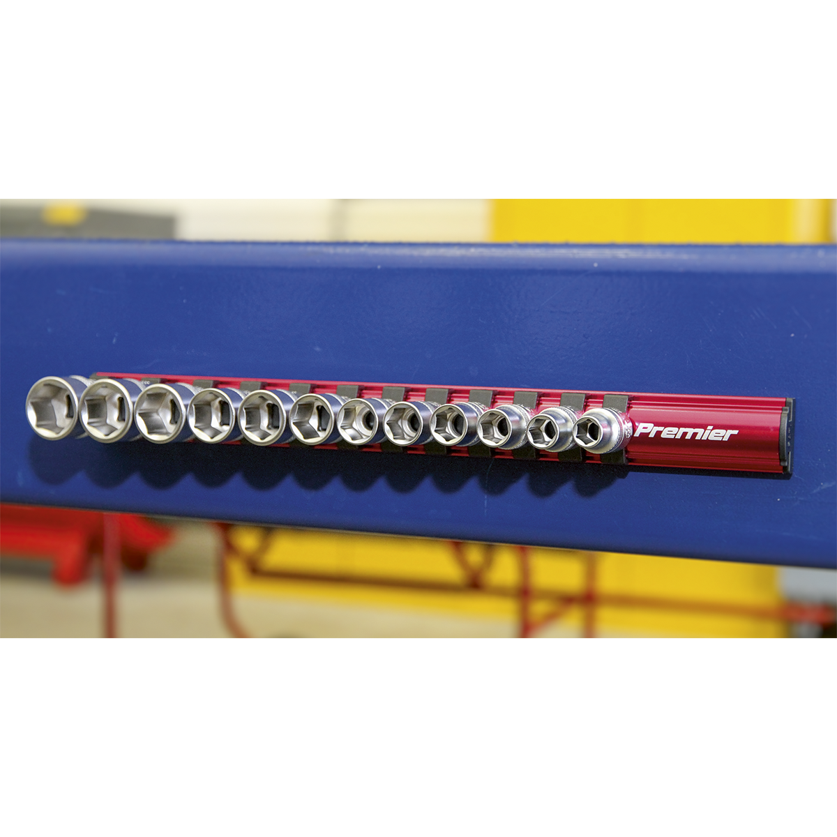 Sealey AK27083 Premier Magnetic Socket Retaining Rail with 12 Clips 3/8"Sq Drive - additional view 5