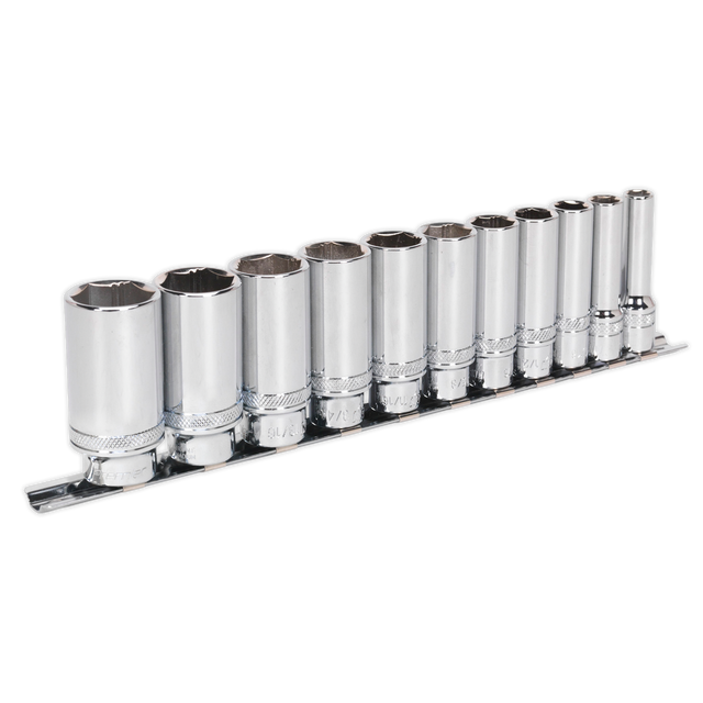Sealey AK2743 Premier Imperial Deep Lock-On™ Socket Set 3/8"Sq Drive 11pc
