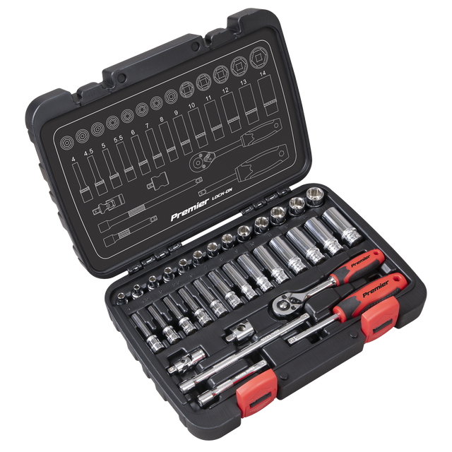 Sealey AK27480 Lock-On™ Socket Set 1/4"Sq Drive 32pc