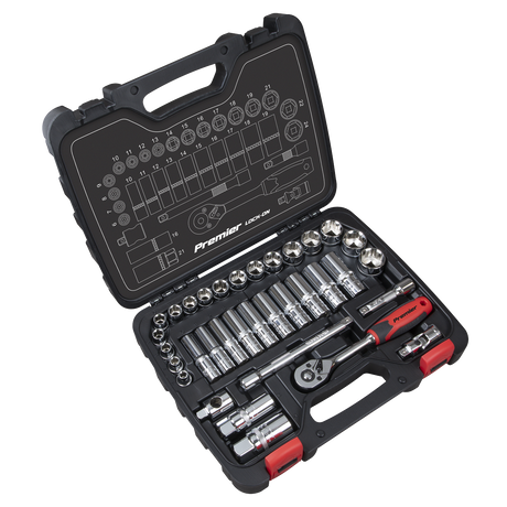 Sealey AK27481 Premier Lock-On™ Socket Set 3/8"Sq Drive 34pc