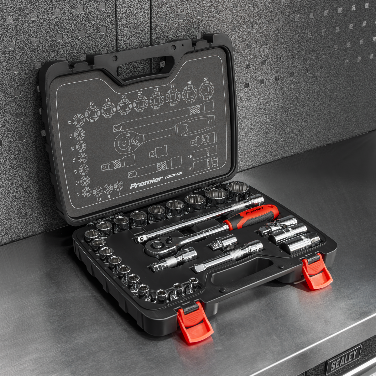 Sealey AK27482 Premier Lock-On™ Socket Set 1/2"Sq Drive 26pc - additional view 7