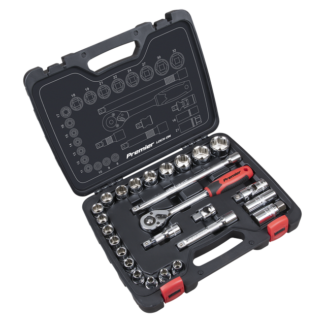 Sealey AK27482 Premier Lock-On™ Socket Set 1/2"Sq Drive 26pc