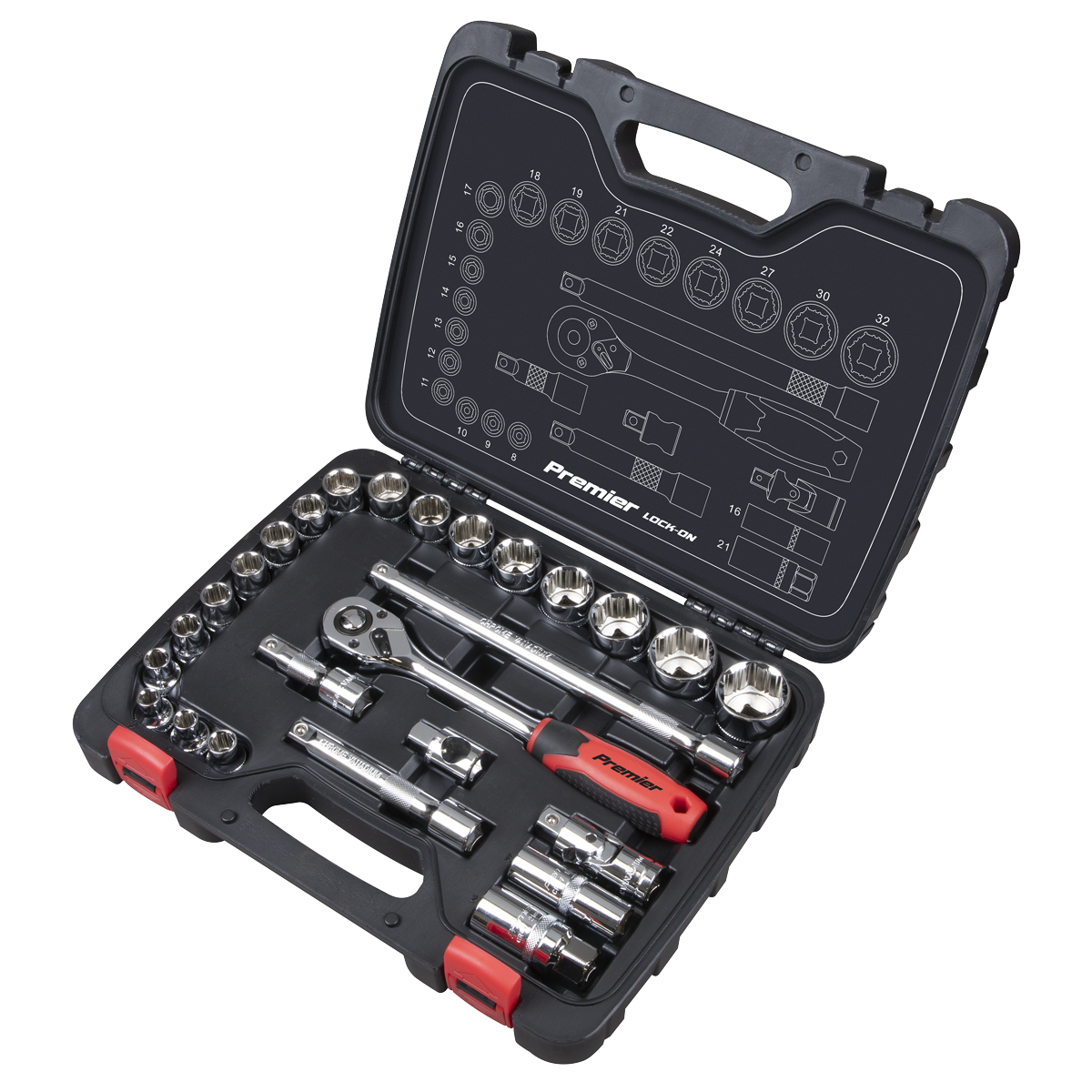 Sealey AK27482 Premier Lock-On™ Socket Set 1/2"Sq Drive 26pc - additional view 2