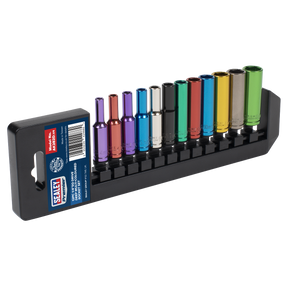 Sealey AK282D Premier Deep Multi-Coloured Socket Set 1/4"Sq Drive 12pc