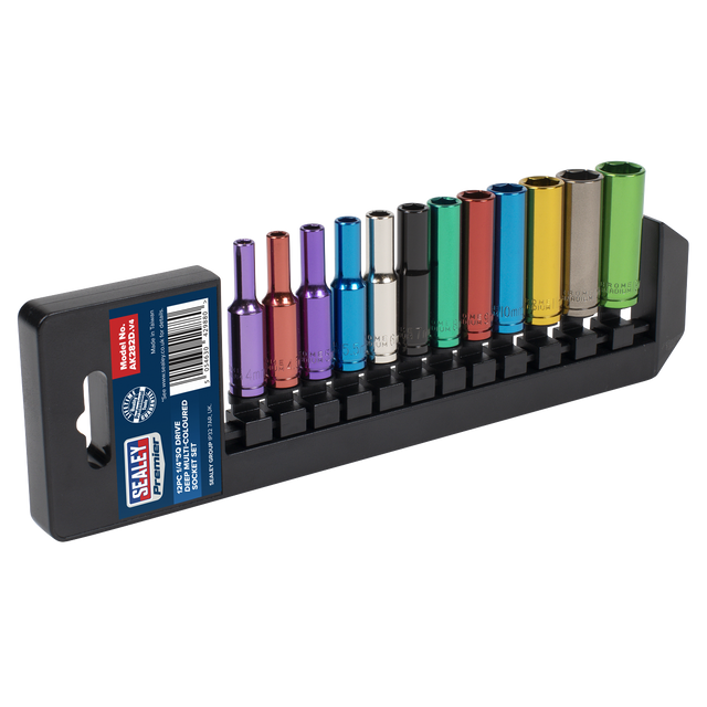 Sealey AK282D Premier Deep Multi-Coloured Socket Set 1/4"Sq Drive 12pc