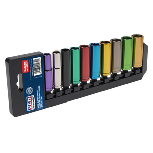Sealey AK285D Premier Deep Multi-Coloured Socket Set 3/8"Sq Drive 10pc