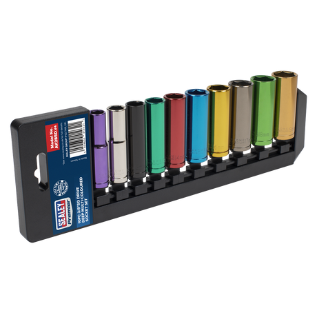 Sealey AK285D Premier Deep Multi-Coloured Socket Set 3/8"Sq Drive 10pc