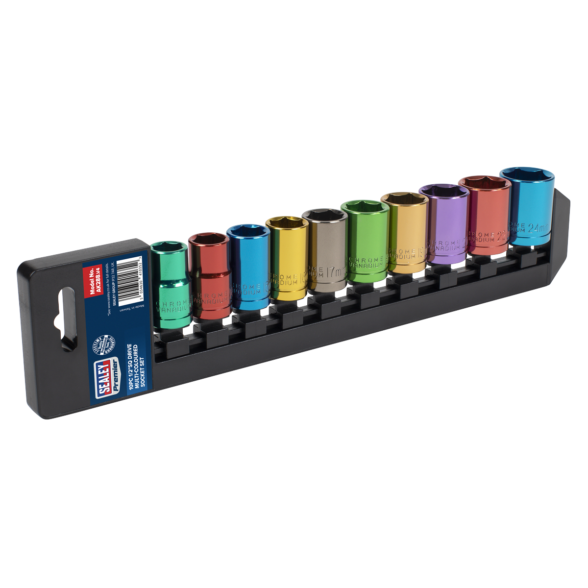 Sealey AK288 Premier Multi-Coloured Socket Set 1/2"Sq Drive 10pc