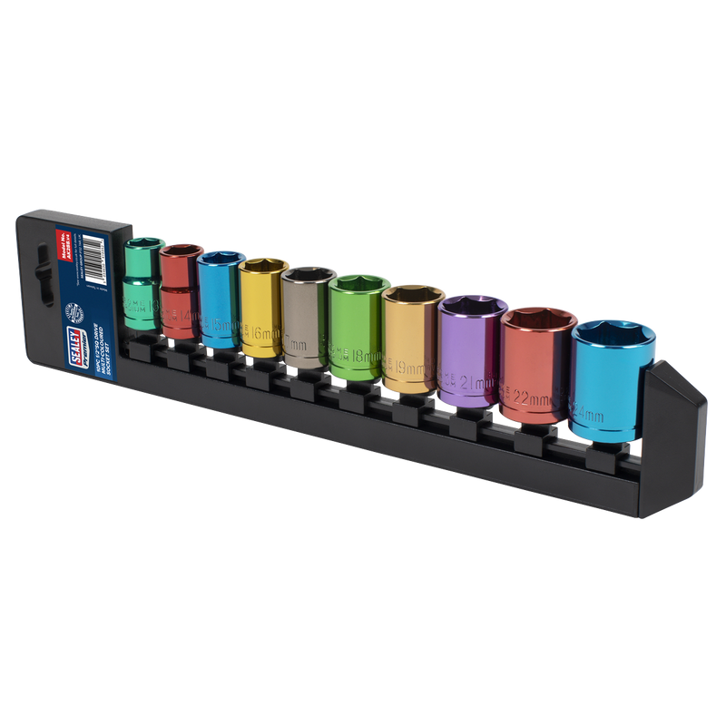 Sealey AK288 Premier Multi-Coloured Socket Set 1/2"Sq Drive 10pc - additional view 3