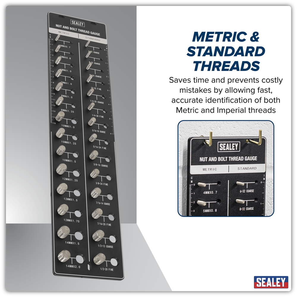 Sealey AK28 Metric/Imperial Nut & Bolt Thread Checker - additional view 2