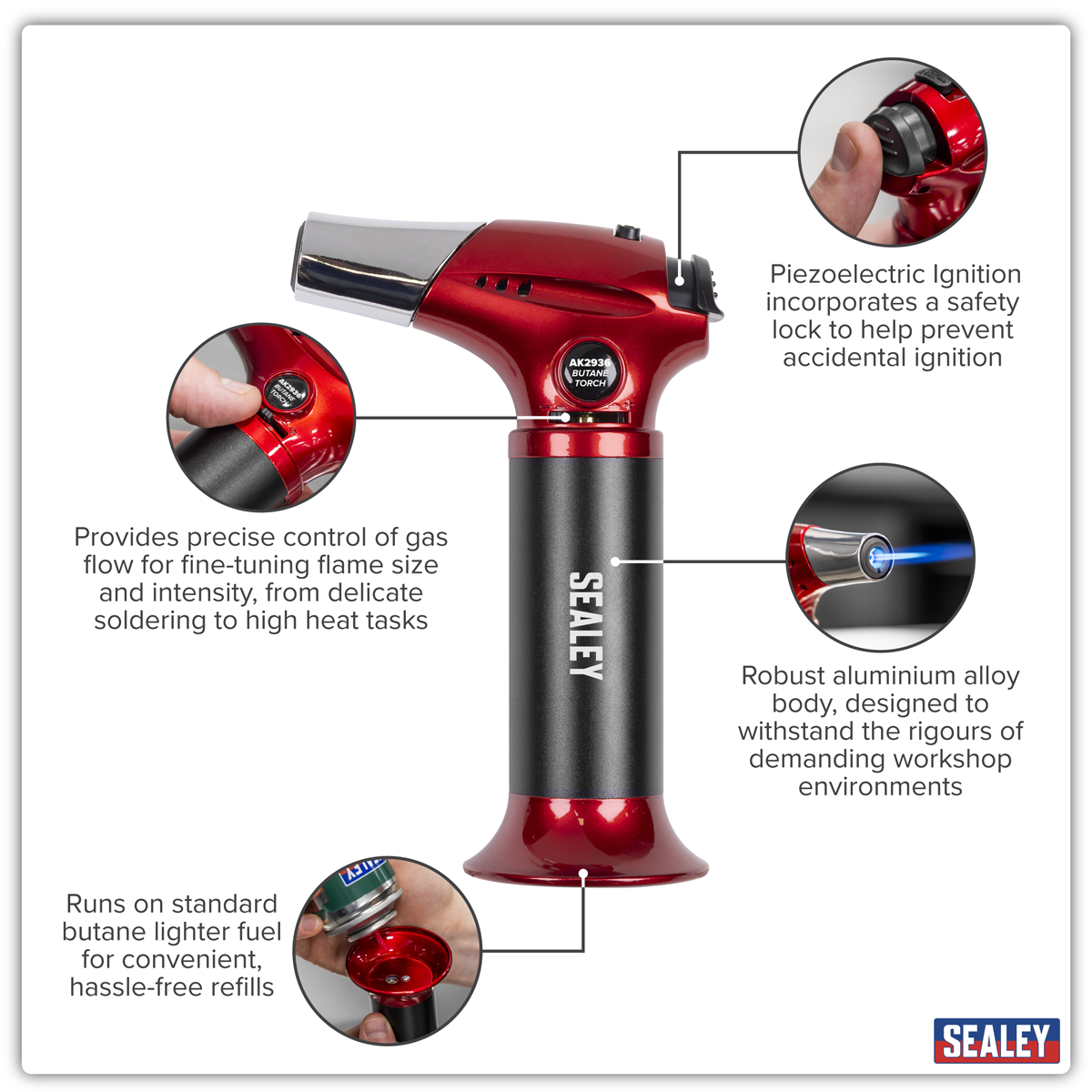 Sealey AK2936 Refillable Butane Heating/Soldering Torch - additional view 8