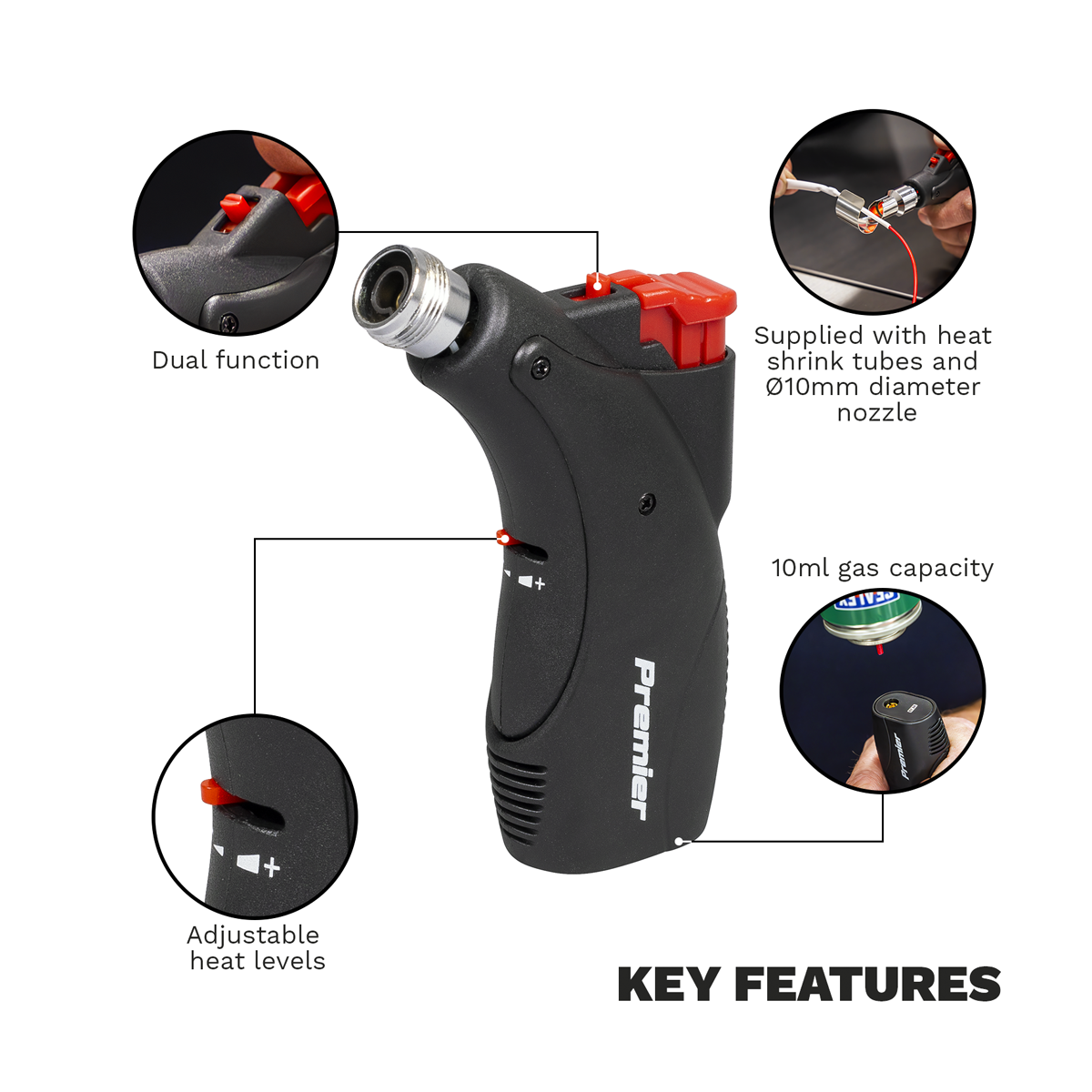 Sealey AK2974 Premier Micro Butane Hot Air Blower/Heating Torch with Heat Shrink Tubing - additional view 2
