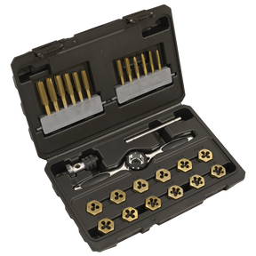 Sealey AK3026IMP Premier Hexagonal Tap & Die Set 26pc Hexagonal - Imperial - Titanium Coated