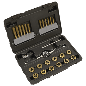 Sealey AK3026IMP Premier Hexagonal Tap & Die Set 26pc Hexagonal - Imperial - Titanium Coated