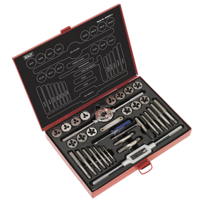Sealey AK3033 Metric/UNF/BSP Tap & Die Set Split Dies 33pc