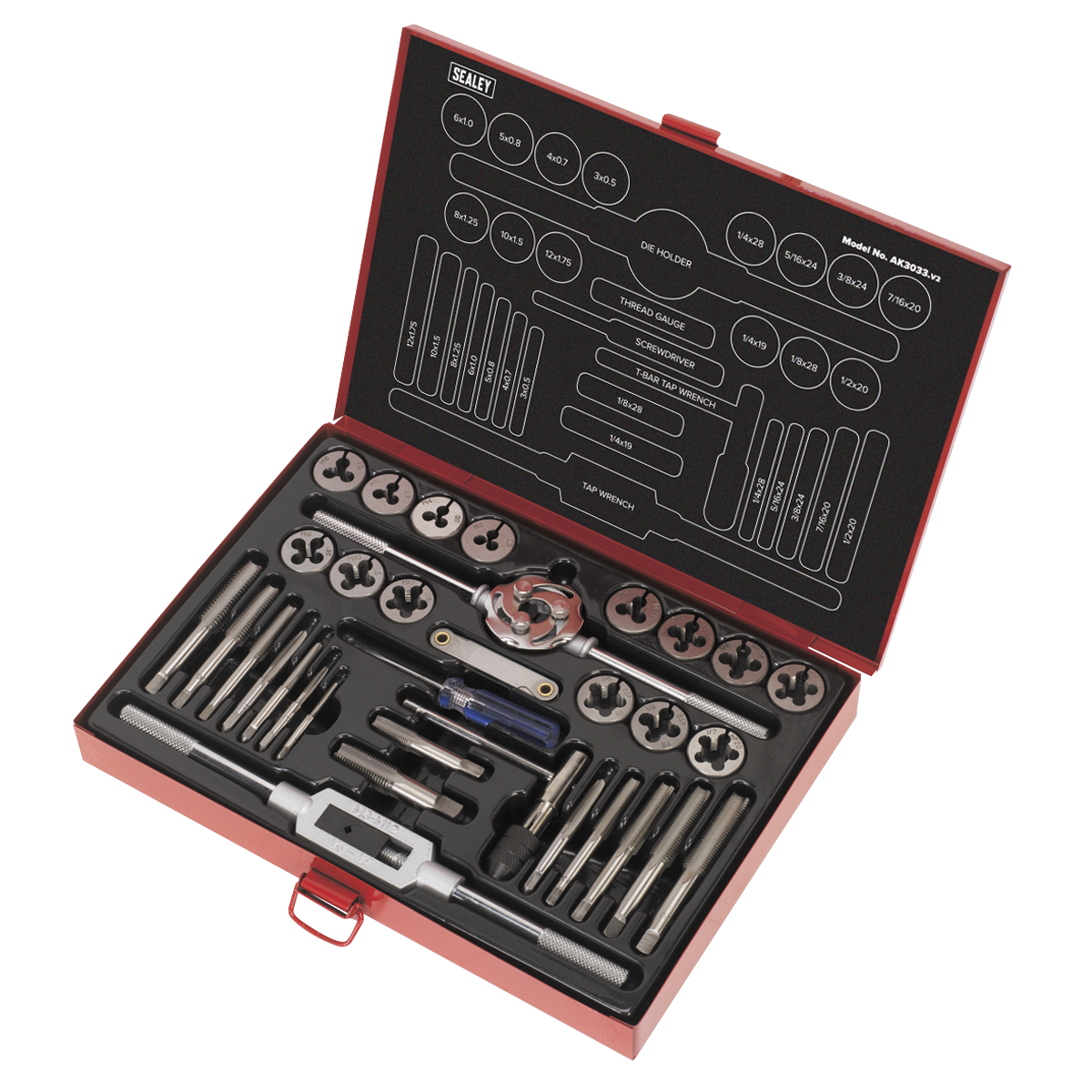 Sealey AK3033 Metric/UNF/BSP Tap & Die Set Split Dies 33pc - additional view 3