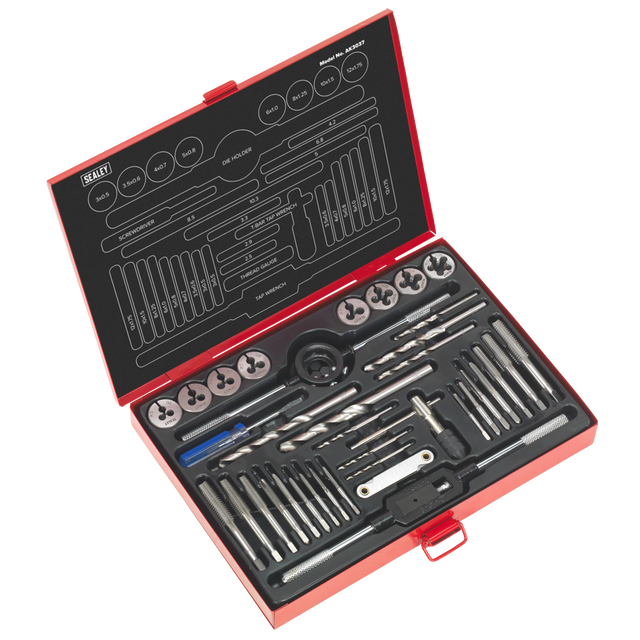 Sealey AK3037 Metric Tap & Die Set Split Dies 37pc