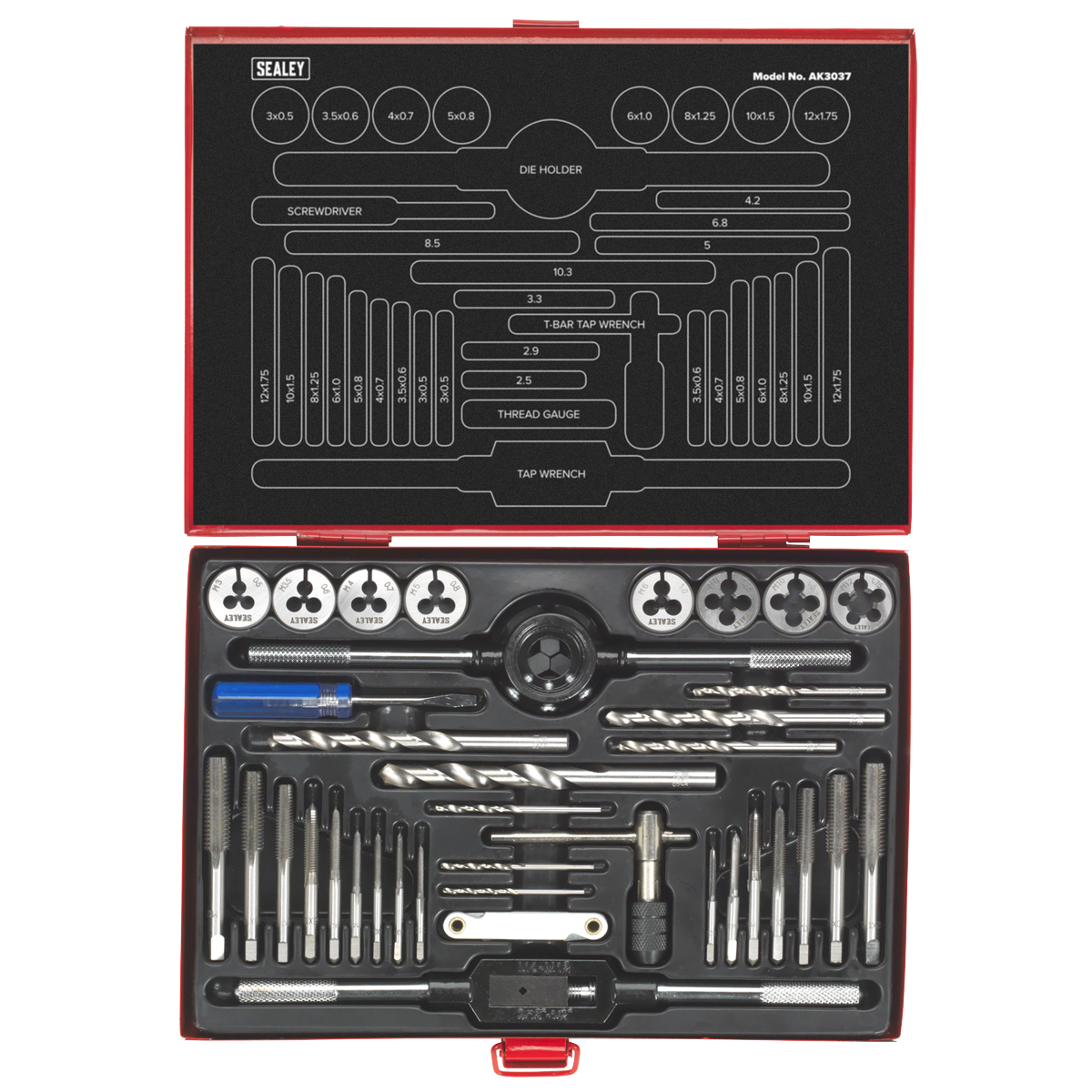 Sealey AK3037 Metric Tap & Die Set Split Dies 37pc - additional view 2