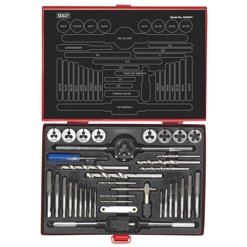 Sealey AK3037 Metric Tap & Die Set Split Dies 37pc - additional view 2