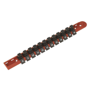 Sealey AK3812 Premier Socket Retaining Rail with 12 Clips 3/8"Sq Drive