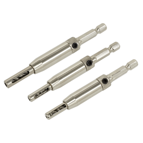 Sealey AK3HD Self-Centring Chamfered Hinge Drill Set 3pc