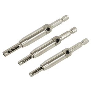 Sealey AK3HD Self-Centring Chamfered Hinge Drill Set 3pc