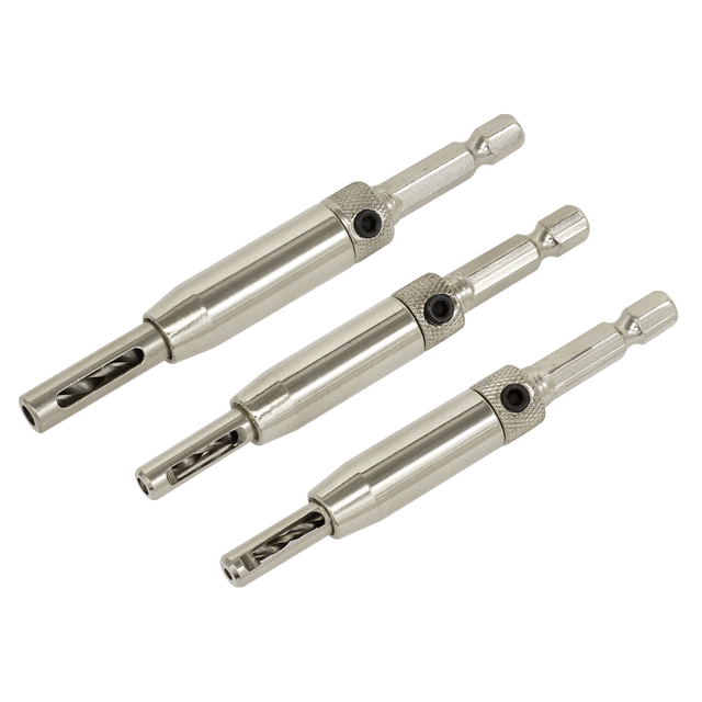 Sealey AK3HD Self-Centring Chamfered Hinge Drill Set 3pc