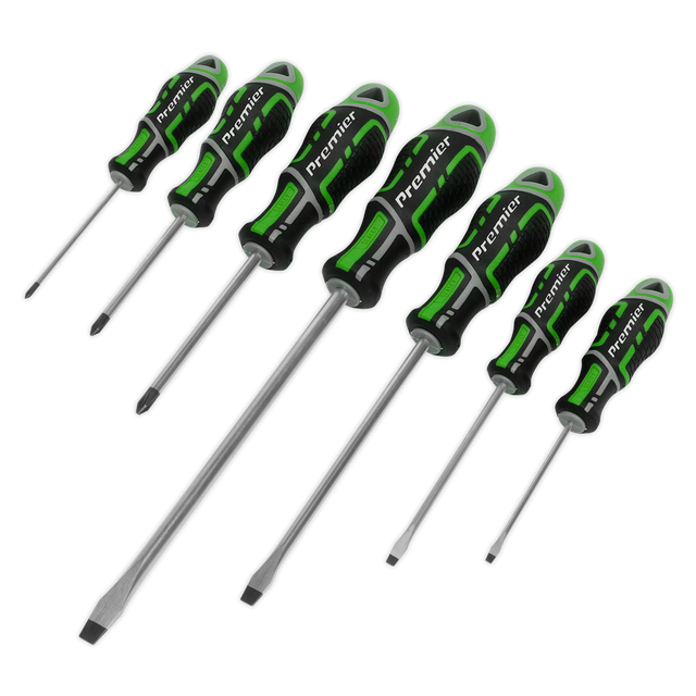 Sealey AK4321HV Premier GripMAX® Screwdriver Set 7pc - Hi-Vis Green