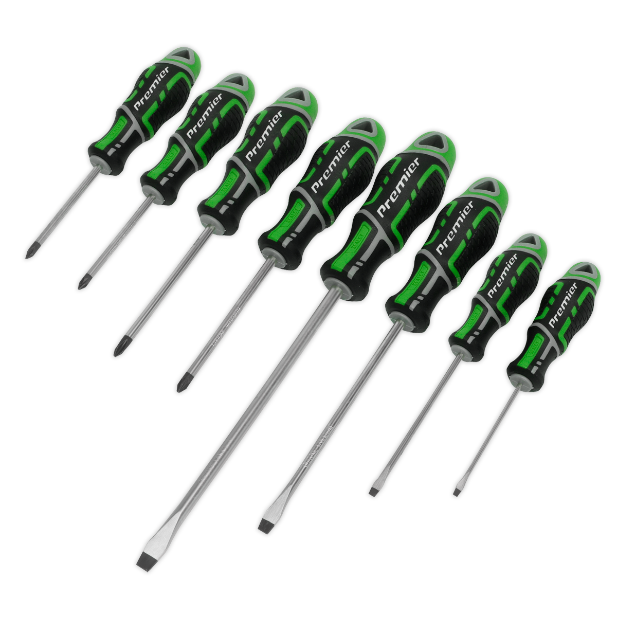 Sealey AK4322HV Premier GripMAX® Screwdriver Set 8pc - Hi-Vis Green