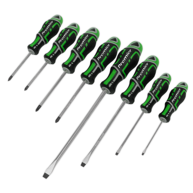 Sealey AK4322HV Premier GripMAX® Screwdriver Set 8pc - Hi-Vis Green