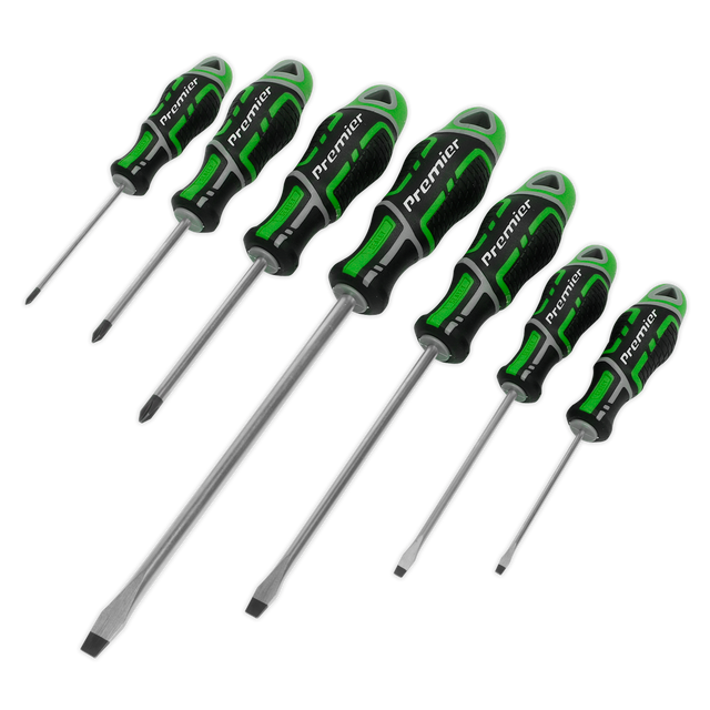 Sealey AK4325HV Premier GripMAX® Screwdriver Set 7pc - Hi-Vis Green