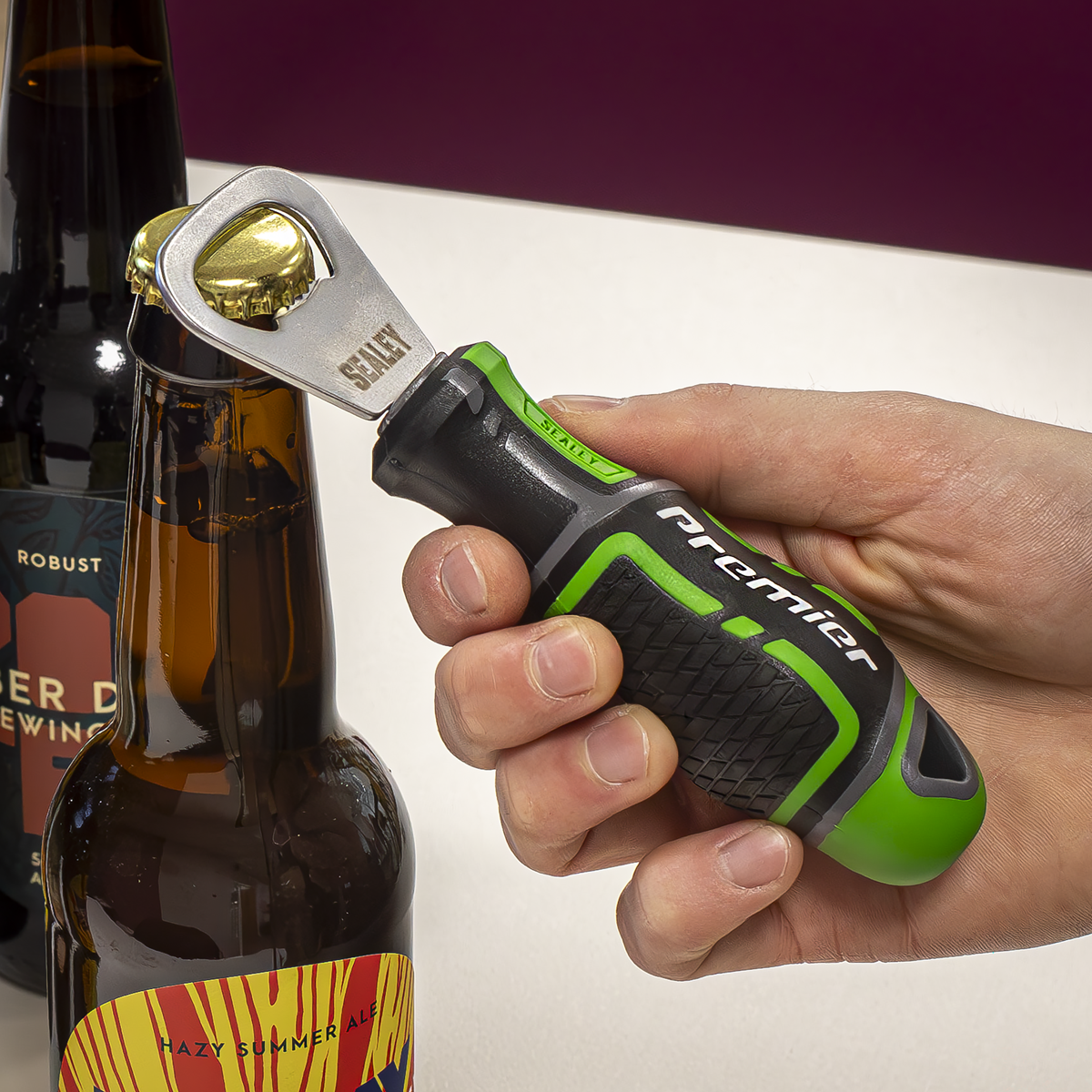 Sealey AK4368HV Premier GripMAX® Bottle Opener - Hi-Vis Green - additional view 3