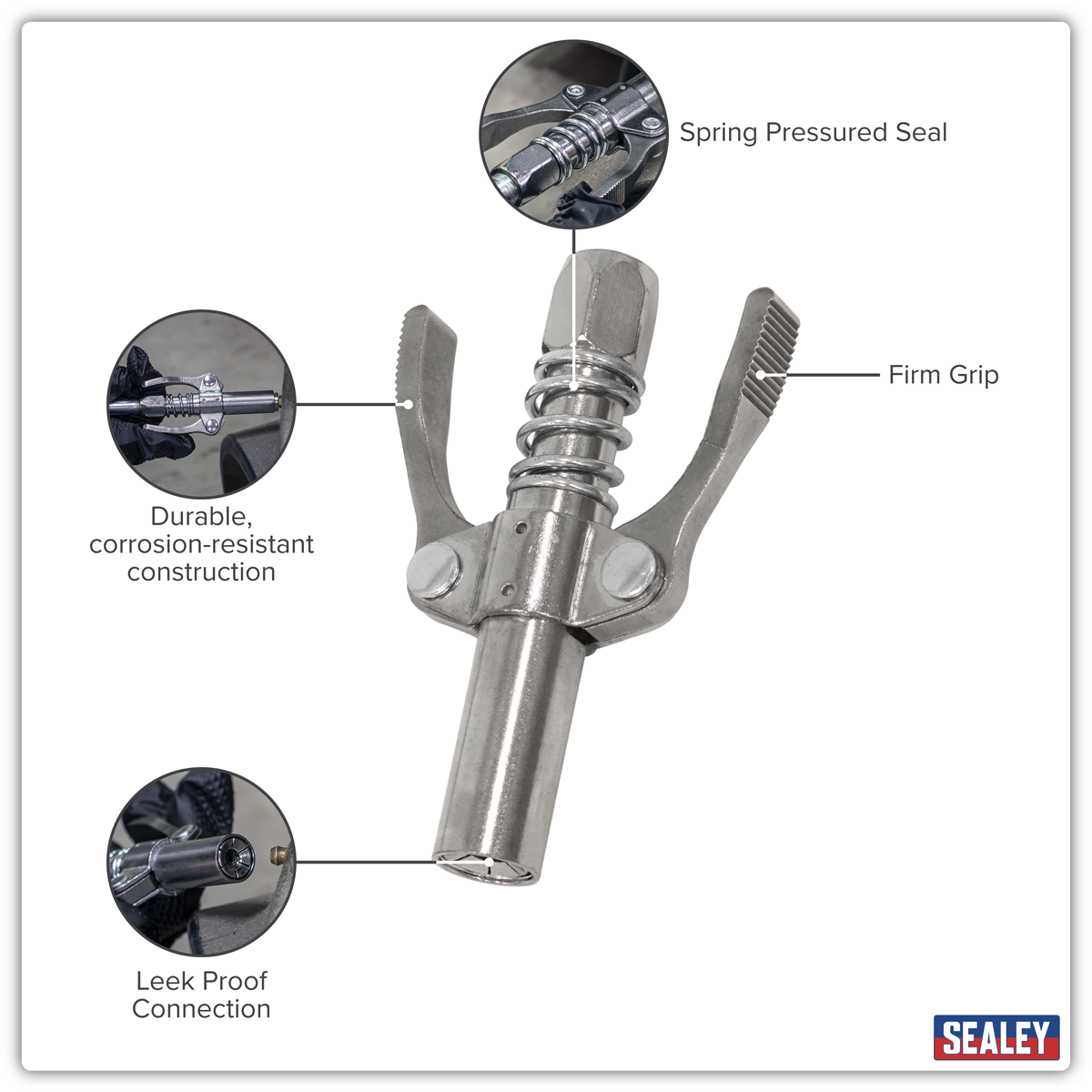 Sealey AK453 Double Handle Grease Gun Coupler - additional view 4