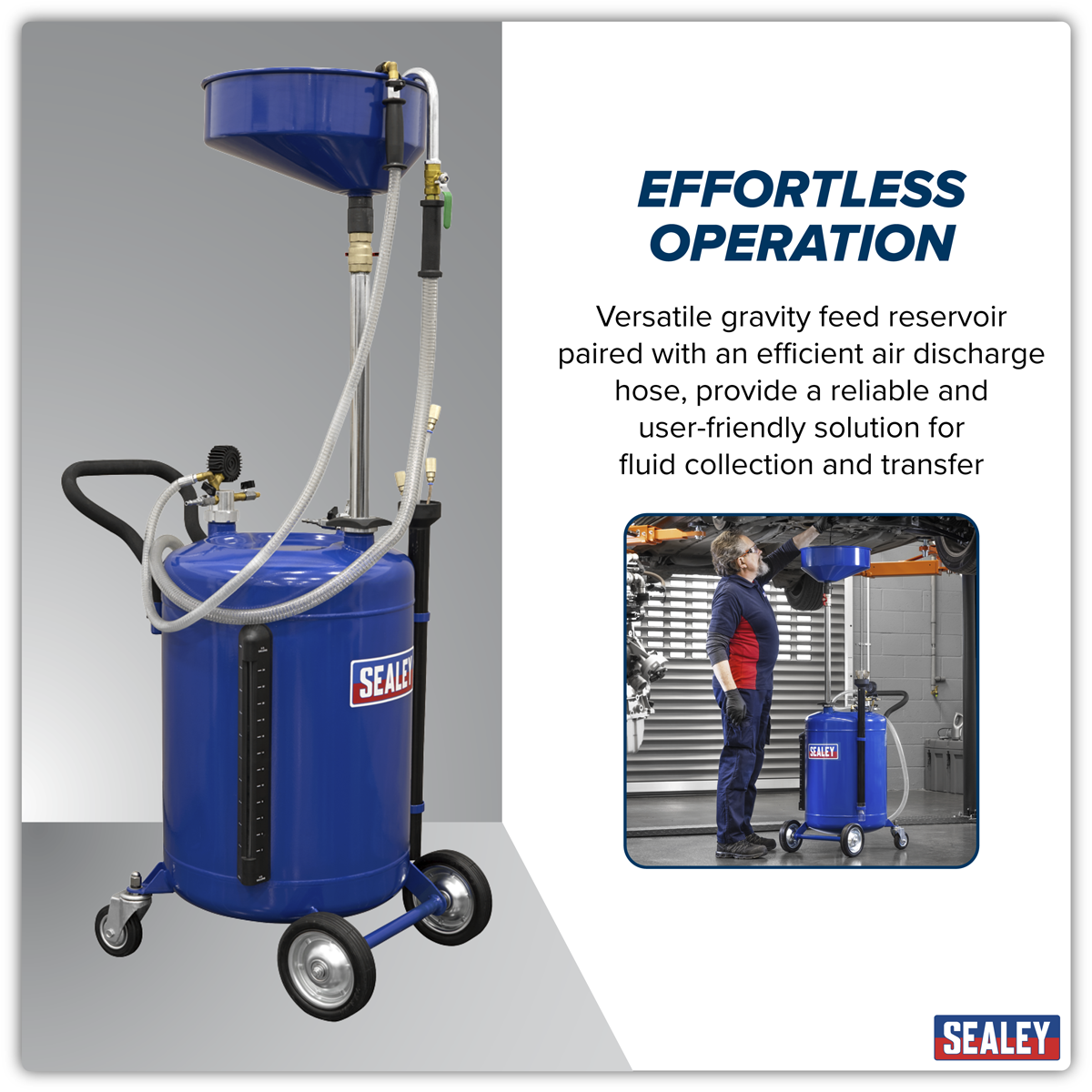 Sealey AK459DX Air Discharge Mobile Oil Drainer with Probes 90L - additional view 9