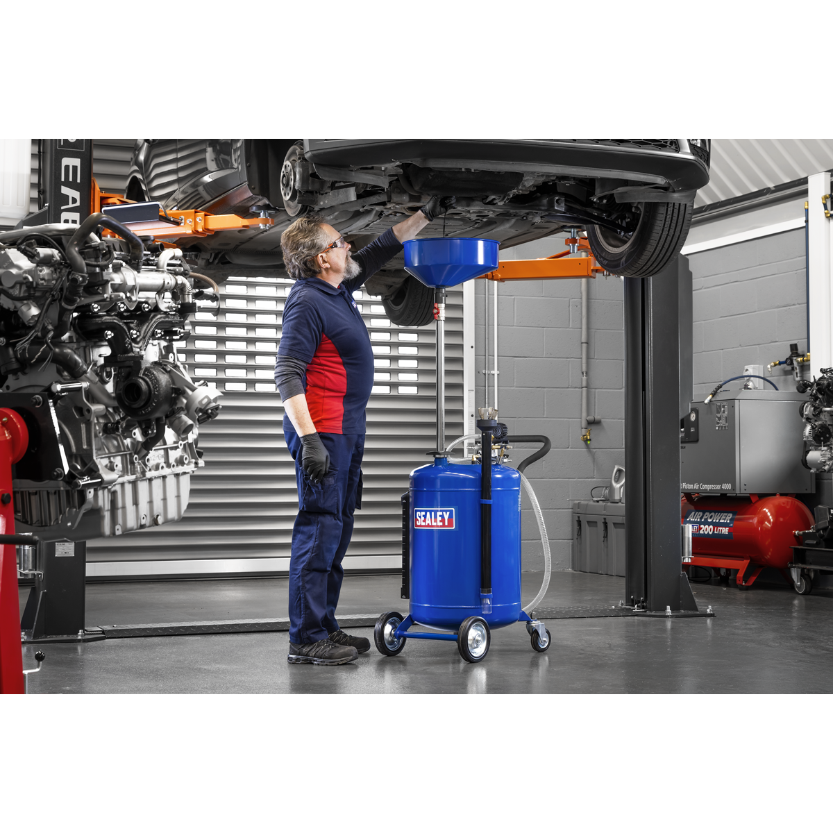 Sealey AK459DX Air Discharge Mobile Oil Drainer with Probes 90L - additional view 3