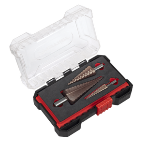 Sealey AK4733 Premier Straight Flute HSS Cobalt Step Drill Bit Set 3pc