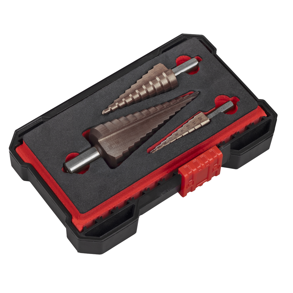 Sealey AK4733 Premier Straight Flute HSS Cobalt Step Drill Bit Set 3pc - additional view 5
