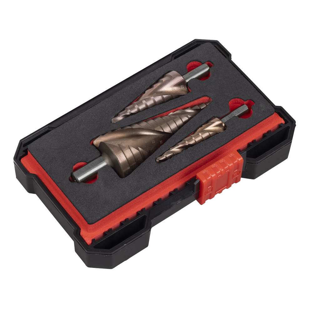 Sealey AK4743 Spiral Flute HSS Cobalt Step Drill Bit Set 3pc - additional view 9