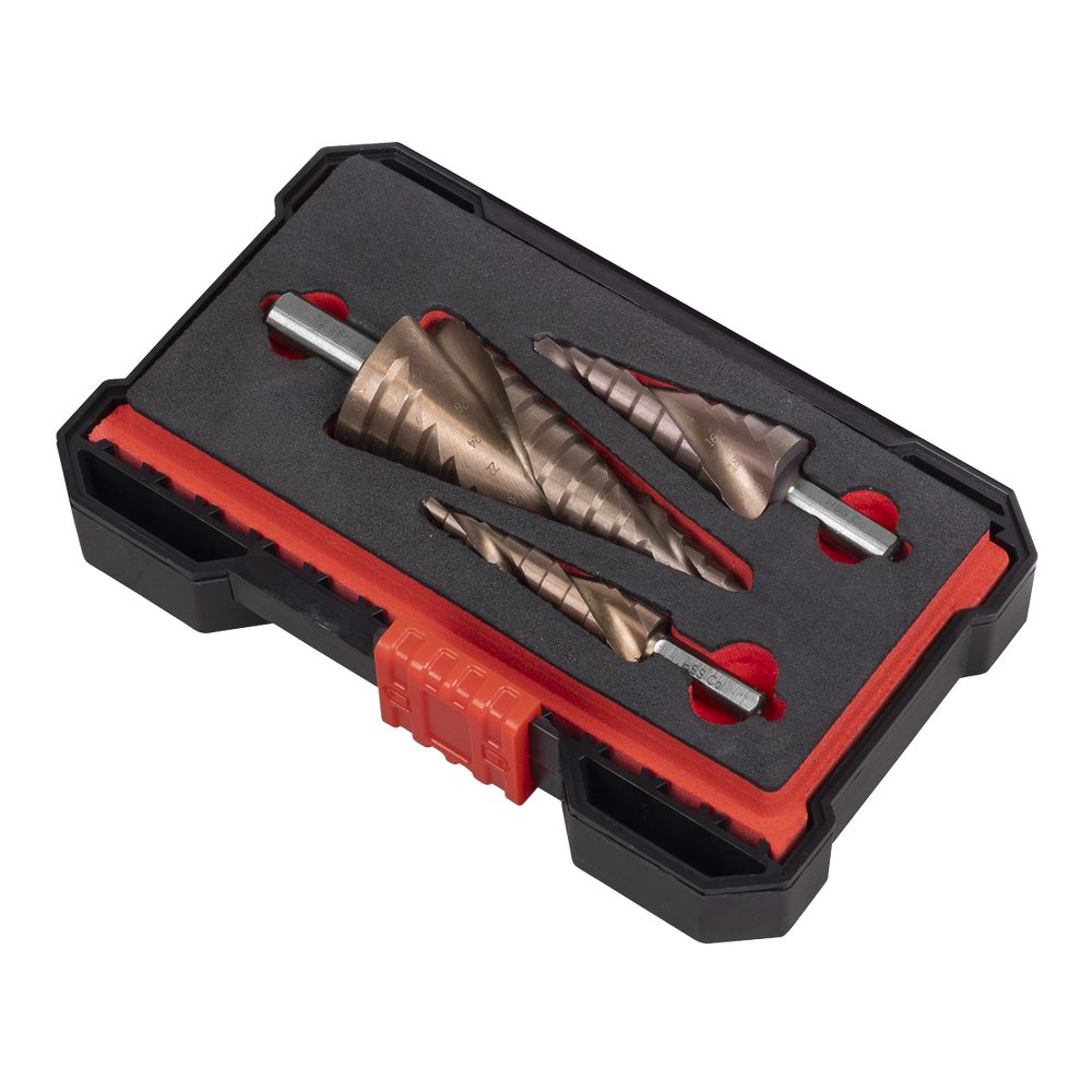 Sealey AK4743 Spiral Flute HSS Cobalt Step Drill Bit Set 3pc - additional view 10