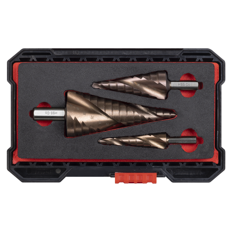 Sealey AK4743 Spiral Flute HSS Cobalt Step Drill Bit Set 3pc - additional view 8