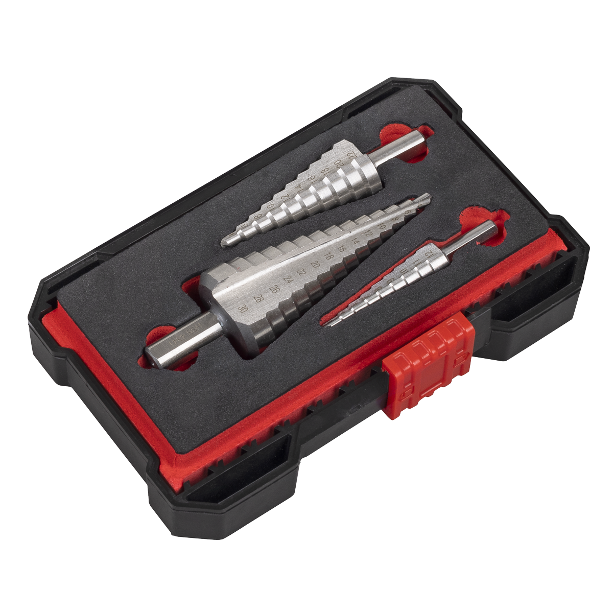 Sealey AK4746 Straight Flute HSS 4341 Step Drill Bit Set 3pc - additional view 2
