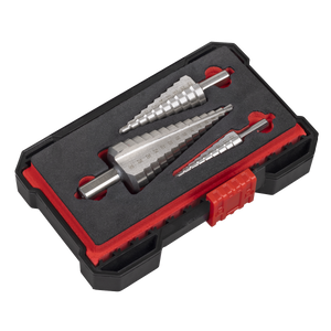 Sealey AK4746 Straight Flute HSS 4341 Step Drill Bit Set 3pc - additional view 2