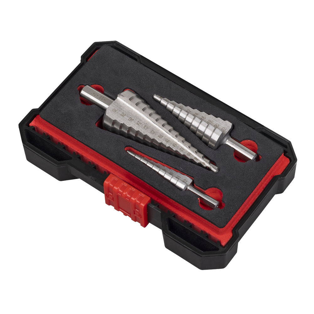 Sealey AK4746 Straight Flute HSS 4341 Step Drill Bit Set 3pc - additional view 7