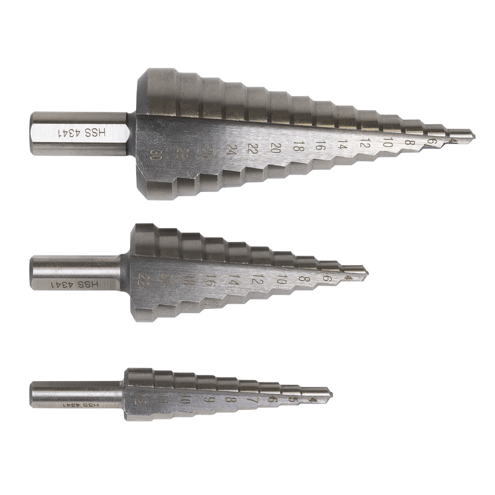 Sealey AK4746 Straight Flute HSS 4341 Step Drill Bit Set 3pc - additional view 9