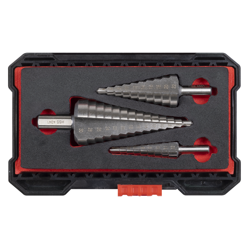 Sealey AK4746 Straight Flute HSS 4341 Step Drill Bit Set 3pc - additional view 6