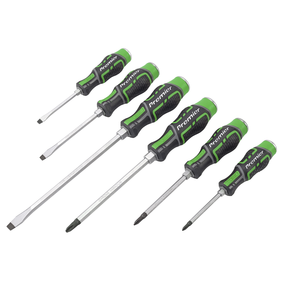 Sealey AK4940HV Premier Hammer-Thru Screwdriver Set 6pc - Hi-Vis Green