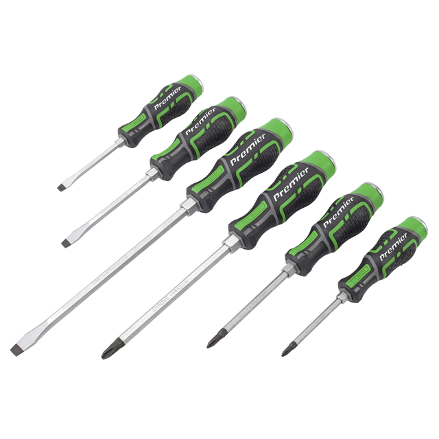 Sealey AK4940HV Premier Hammer-Thru Screwdriver Set 6pc - Hi-Vis Green