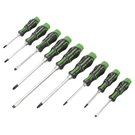 Sealey AK4941HV Premier Hammer-Thru Screwdriver Set 9pc - Hi-Vis Green