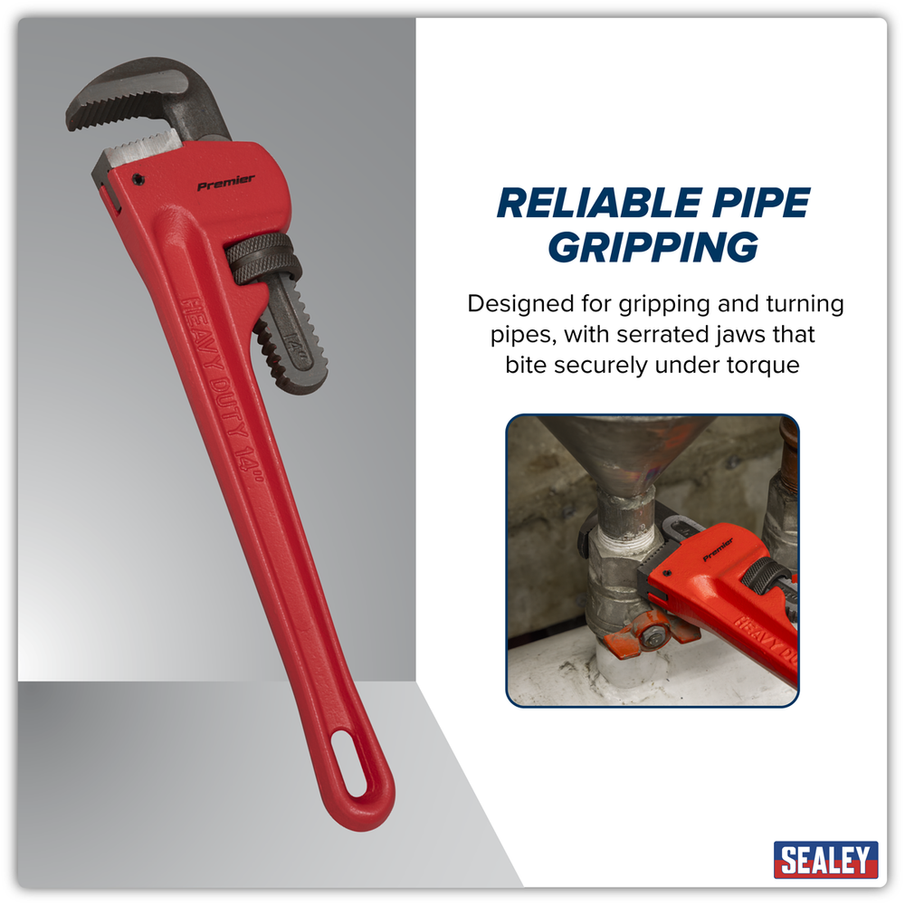 Sealey AK5104 Premier Cast Steel Pipe Wrench European Pattern 350mm - additional view 4